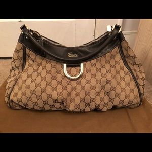 Gucci Gold D-Ring Monogram hobo
